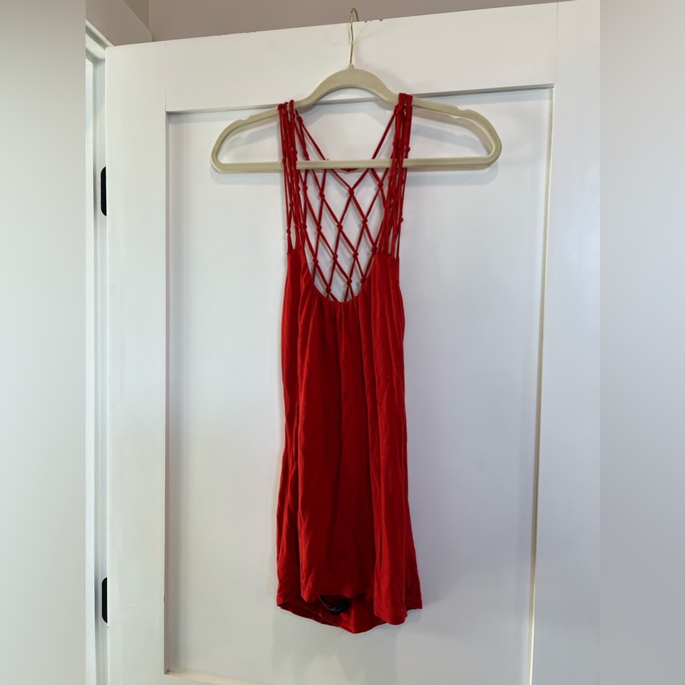 Akiko Crochet Back Top Red - Small